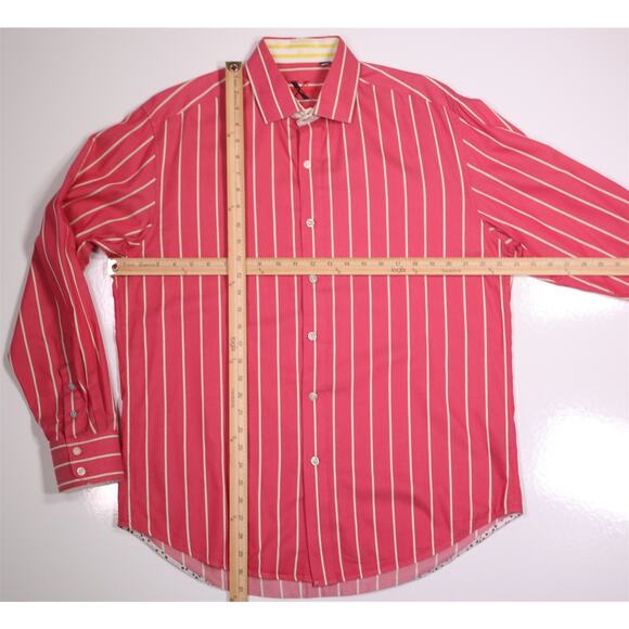 Robert Graham Pink Lime Green Striped Button-Up Shirt Men's Large - Picture 4 of 9